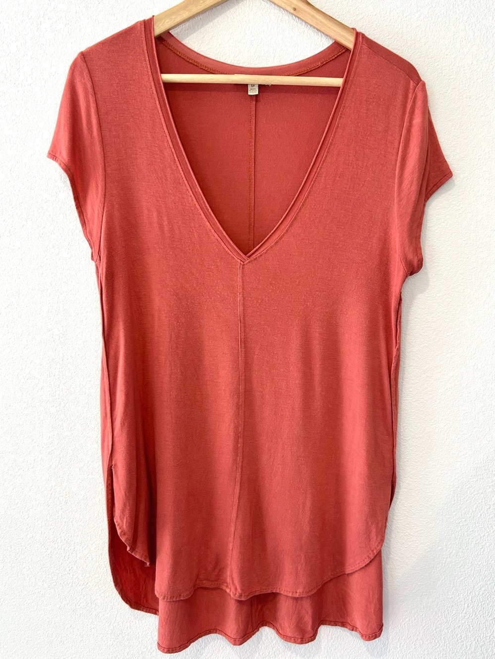 BORDEAUX Anthropologie Coral V-Neck Knit Tunic Top Casual Loungewear Size S